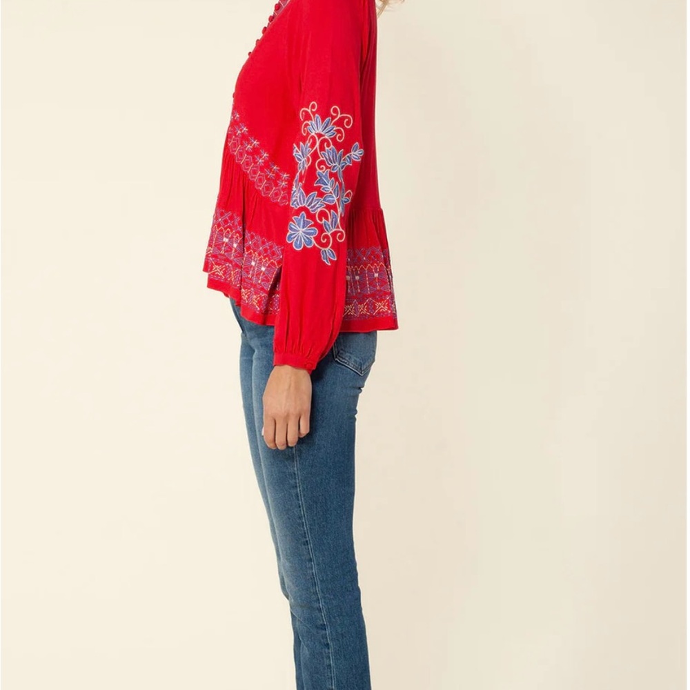 Hale Bob Donatella top in red  with embroidery Medium - Picture 8 of 8